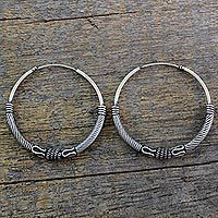 Sterling silver hoop earrings,