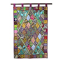 Cotton applique wall hanging Diamonds of Gujarat India