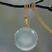 Gold vermeil chalcedony pendant necklace,