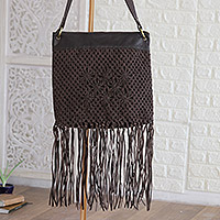 Leather shoulder bag, 'Chocolate Brown Delight' - Chocolate Brown Leather Shoulder Bag with 3 Inner Pockets