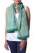 Batik cotton shawl, 'Leafy Vines' - Green Indian Woodblock Dyed Vine Pattern Batik Cotton Shawl (image 2b) thumbail