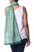 Batik cotton shawl, 'Leafy Vines' - Green Indian Woodblock Dyed Vine Pattern Batik Cotton Shawl (image 2c) thumbail