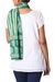 Batik cotton scarf, 'Verdant Paisley' - Green Indian Woodblock Paisley Pattern Batik Cotton Scarf (image 2b) thumbail