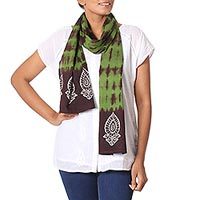 Batik and tie-dye cotton scarf,