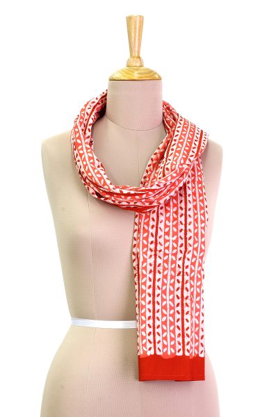 Cotton batik scarf, Strawberry Vines