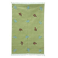 Cotton area rug Floral Beauty 4x6 India