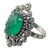 Onyx cocktail ring, 'Green Daisy Halo' - Sterling Silver Cocktail Ring with Faceted Green Onyx (image 2a) thumbail