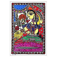 Madhubani painting Goddess of Wealth India