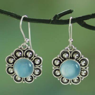Chalcedony dangle earrings, Majestic Sky