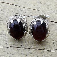 Garnet stud earrings,