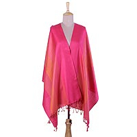 Silk shawl Pink Luxury India
