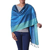 Silk shawl Ocean Glamour India