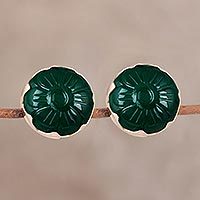 Gold plated onyx button earrings,