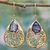 Gold plated labradorite dangle earrings, 'Golden Jali Vines' - Gold Plated Silver Labradorite Dangle Earrings India thumbail