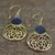 Gold plated labradorite dangle earrings, 'Golden Jali Vines' - Gold Plated Silver Labradorite Dangle Earrings India (image 2b) thumbail