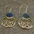 Gold plated labradorite dangle earrings, 'Golden Jali Vines' - Gold Plated Silver Labradorite Dangle Earrings India (image 2c) thumbail