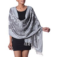 Wool and silk blend shawl,