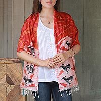 Hand painted silk shawl,