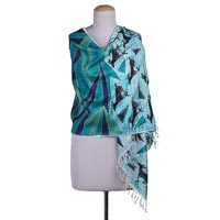 Hand painted silk shawl,