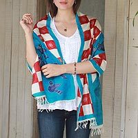 Hand painted silk shawl,