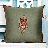 Wool cushion cover Kashmir Majesty II India