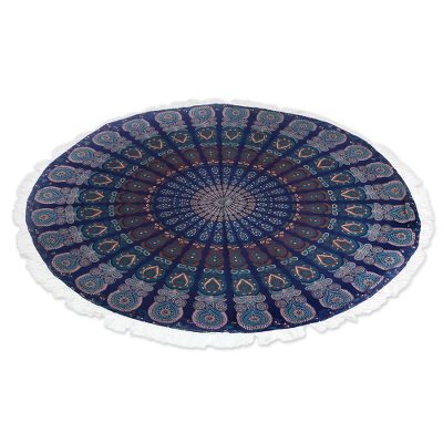 Cotton beach roundie, 'Mandala Grandeur' - Colorful Cotton Beach Roundie with Mandala Design from India