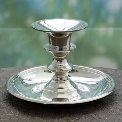 Nickel plated brass candle holder, Glowing Elegance