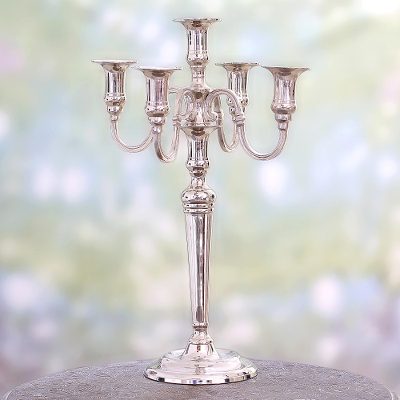 Nickel plated brass candelabra, Majestic Glow (16 inch)