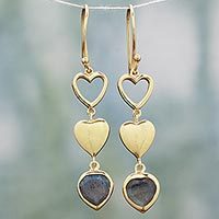 Gold plated labradorite dangle earrings,