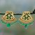 Gold plated onyx chandelier earrings, 'Green Glamour' - Handmade Gold Sterling Silver Chandelier Earrings India thumbail