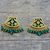 Gold plated onyx chandelier earrings, 'Green Glamour' - Handmade Gold Sterling Silver Chandelier Earrings India (image 2b) thumbail