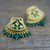 Gold plated onyx chandelier earrings, 'Green Glamour' - Handmade Gold Sterling Silver Chandelier Earrings India (image 2c) thumbail