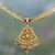 Gold plated hessonite pendant necklace, 'Floral Allure' - Hand Made Gold Silver Hessonite Pendant Necklace India thumbail