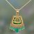 Gold plated onyx pendant necklace, 'Golden Peacock' - Hand Made Gold Sterling Silver Onyx Pendant Necklace India thumbail