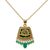Gold plated onyx pendant necklace, 'Golden Peacock' - Hand Made Gold Sterling Silver Onyx Pendant Necklace India (image 2a) thumbail