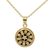 Gold plated pendant necklace, 'Circle of Flowers' - Gold Openwork Floral Pendant Necklace from India (image 2a) thumbail