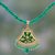 Gold plated onyx pendant necklace, 'Floral Green Allure' - Gold Filigree Onyx Floral Pendant Necklace from India thumbail