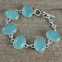 Chalcedony link bracelet,