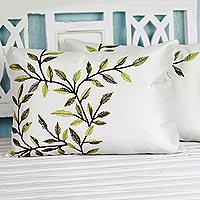 Polyester cushion covers Alluring Green pair India