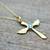 Gold plated blue topaz pendant necklace, 'Wings of Hope' - Blue Topaz 18k Gold Plated Sterling Silver Cross Necklace (image 2b) thumbail