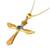 Gold plated blue topaz pendant necklace, 'Wings of Hope' - Blue Topaz 18k Gold Plated Sterling Silver Cross Necklace (image 2c) thumbail