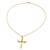 Gold plated blue topaz pendant necklace, 'Wings of Hope' - Blue Topaz 18k Gold Plated Sterling Silver Cross Necklace (image 2d) thumbail