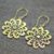 18k gold plated dangle earrings, 'Floral Paisley' - 18k Gold Plated Sterling Silver Cubic Zirconia Earrings (image 2c) thumbail