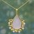 Gold plated rose quartz pendant necklace, 'Royal Corona' - Hand Crafted Gold Plated Rose Quartz Pendant Necklace India thumbail