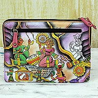 Leather clutch handbag Royal Court India