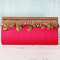 Silk clutch handbag Fuchsia Glamour India