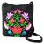 Cotton blend shoulder bag, 'Joyful Spring' - Cotton Blend Shoulder Bag Black Floral Motifs from India (image 2a) thumbail