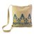 Cotton shoulder bag, 'Beige Delight' - Cotton Shoulder Bag Beige Floral Motifs from India (image 2a) thumbail