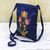 Polyester sling handbag, 'Lapis Beauty' - Rayon Embroidered Polyester Sling Handbag in Lapis India (image 2b) thumbail