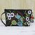 Cotton wristlet handbag, 'Garden View' - Rayon Embroidered Cotton Wristlet Floral Birds from India thumbail